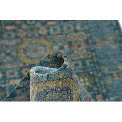 Tappeto Mamlouk Pakistan 79x208 Blu Petrolio Or