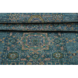 Tappeto Mamlouk Pakistan 79x208 Blu Petrolio Or