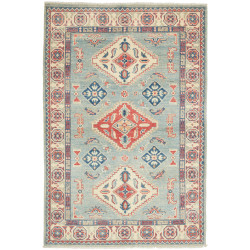 Tappeto Kazak Afghanistan 100x149 Blu Cielo Ros