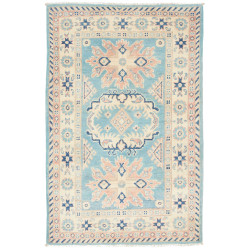 Tappeto Kazak Afghanistan 83x126 Azzurro Crema