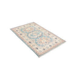 Tappeto Kazak Afghanistan 83x126 Azzurro Crema
