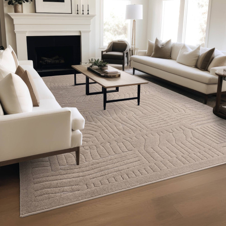 Tappeto Valley geometrico tortora e beige chiaro