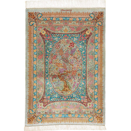 Tappeto Ghom Seta Persia 80x117 Verde Acqua Ver