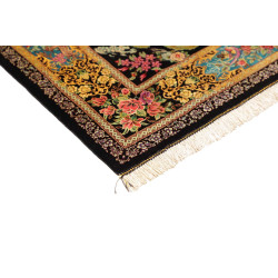 Tappeto Ghom Seta Persia 100x148 Nero Oro Rosso