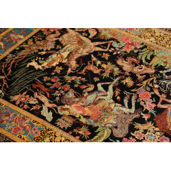 Tappeto Ghom Seta Persia 100x148 Nero Oro Rosso