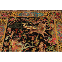 Tappeto Ghom Seta Persia 100x148 Nero Oro Rosso
