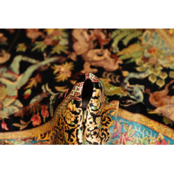 Tappeto Ghom Seta Persia 100x148 Nero Oro Rosso