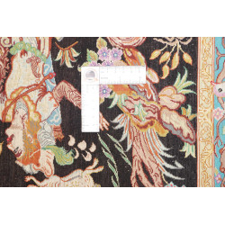 Tappeto Ghom Seta Persia 100x148 Nero Oro Rosso