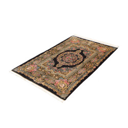 Tappeto Ghom Seta Persia 100x150 Nero Oro Rosa