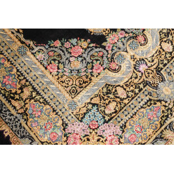 Tappeto Ghom Seta Persia 100x150 Nero Oro Rosa