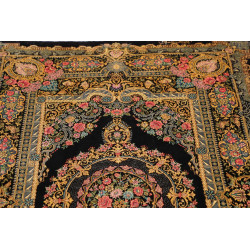 Tappeto Ghom Seta Persia 100x150 Nero Oro Rosa