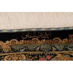 Tappeto Ghom Seta Persia 100x150 Nero Oro Rosa