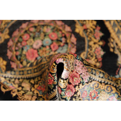 Tappeto Ghom Seta Persia 100x150 Nero Oro Rosa