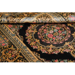 Tappeto Ghom Seta Persia 100x150 Nero Oro Rosa