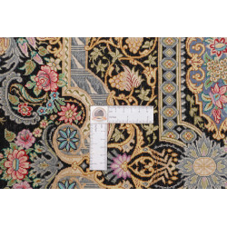Tappeto Ghom Seta Persia 100x150 Nero Oro Rosa