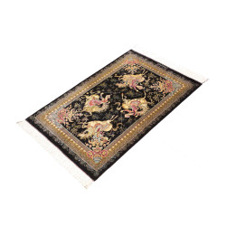 Tappeto Ghom Seta Persia 60x92 Nero Oro Beige R