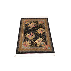 Tappeto Ghom Seta Persia 60x92 Nero Oro Beige R