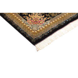 Tappeto Ghom Seta Persia 60x92 Nero Oro Beige R