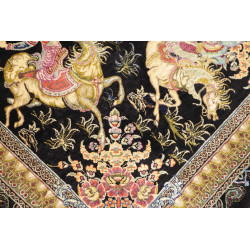 Tappeto Ghom Seta Persia 60x92 Nero Oro Beige R