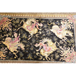 Tappeto Ghom Seta Persia 60x92 Nero Oro Beige R