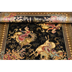 Tappeto Ghom Seta Persia 60x92 Nero Oro Beige R