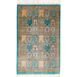 Tappeto Ghom Seta Persia 56x90 Turchese Beige O