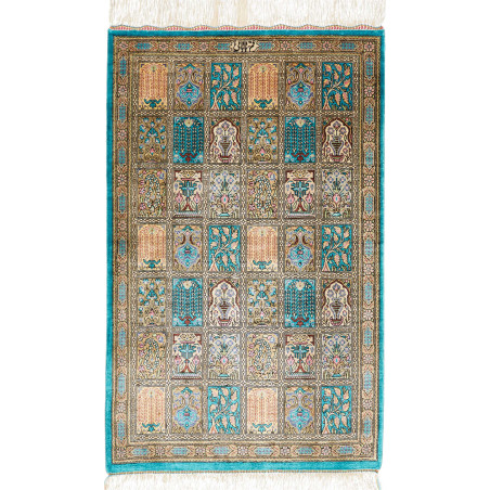 Tappeto Ghom Seta Persia 56x90 Turchese Beige O
