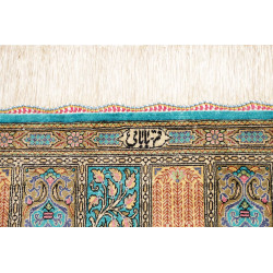 Tappeto Ghom Seta Persia 56x90 Turchese Beige O