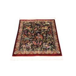 Tappeto Ghom Seta Persia 69x89 Nero Bordeaux Bl