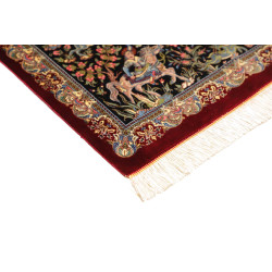 Tappeto Ghom Seta Persia 69x89 Nero Bordeaux Bl