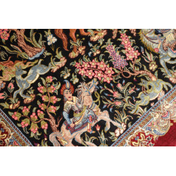 Tappeto Ghom Seta Persia 69x89 Nero Bordeaux Bl