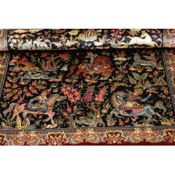 Tappeto Ghom Seta Persia 69x89 Nero Bordeaux Bl