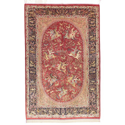 Tappeto Ghom Seta Persia 133x202 Rosso Scarlatt