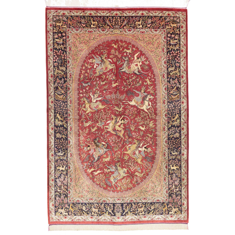 Tappeto Ghom Seta Persia 133x202 Rosso Scarlatt