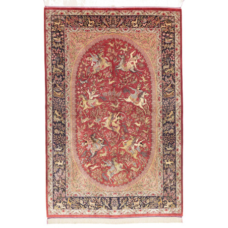 Tappeto Ghom Seta Persia 133x202 Rosso Scarlatt