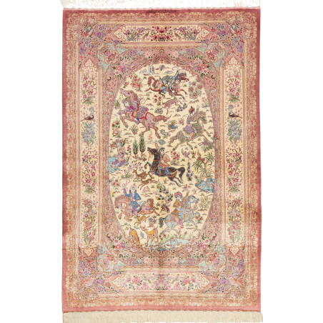 Tappeto Ghom Seta Persia 130x198 Rosa Antico Cr