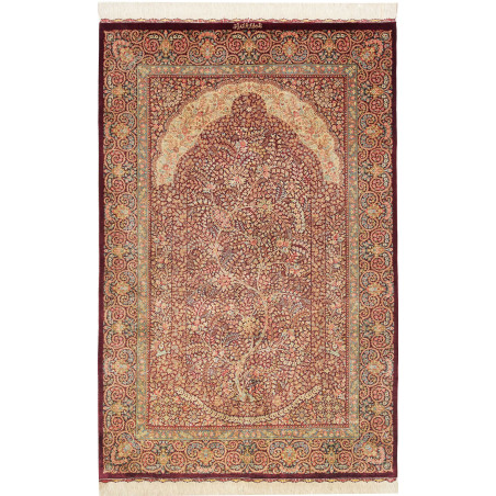 Tappeto Ghom Seta Persia 101x156 Rosso Bordeaux