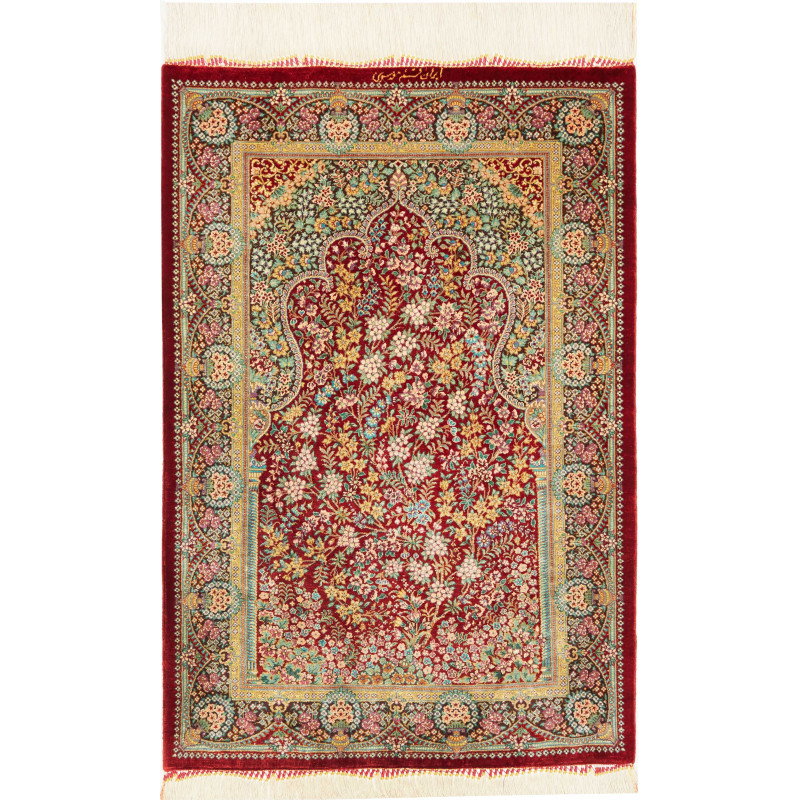 Tappeto Ghom Seta Persia 58x87 Rosso Bordeaux O