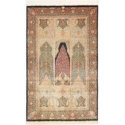Tappeto Ghom Seta Persia 98x158 Nero Beige Oro