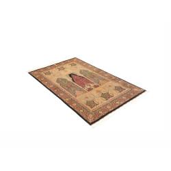 Tappeto Ghom Seta Persia 98x158 Nero Beige Oro