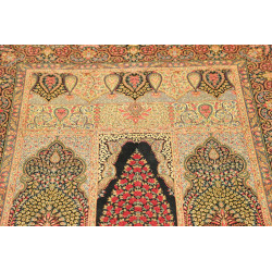 Tappeto Ghom Seta Persia 98x158 Nero Beige Oro