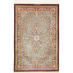 Tappeto Ghom Seta Persia 102x153 Verde Acqua Bo