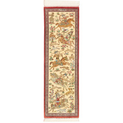 Tappeto Ghom Seta Persia 38x130 Crema Rosso Mar