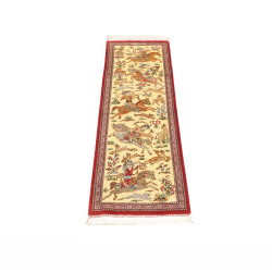 Tappeto Ghom Seta Persia 38x130 Crema Rosso Mar
