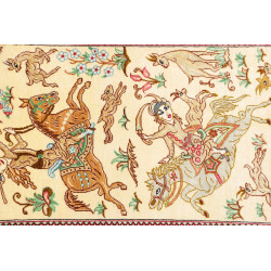 Tappeto Ghom Seta Persia 38x130 Crema Rosso Mar
