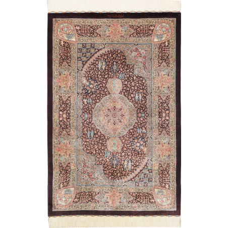 Tappeto Ghom Seta Persia 80x122 Marrone Scuro B