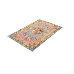 Tappeto Ghom Seta Persia 82x120 Turchese Blu Or