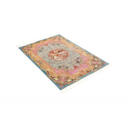 Tappeto Ghom Seta Persia 82x120 Turchese Blu Or