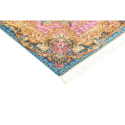 Tappeto Ghom Seta Persia 82x120 Turchese Blu Or