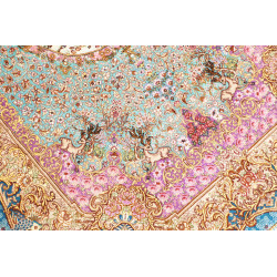 Tappeto Ghom Seta Persia 82x120 Turchese Blu Or